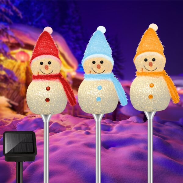 Fohil Solar Schneemann Leuchte 3er Set – LED Weihnachtsdeko für Garten & Terrasse