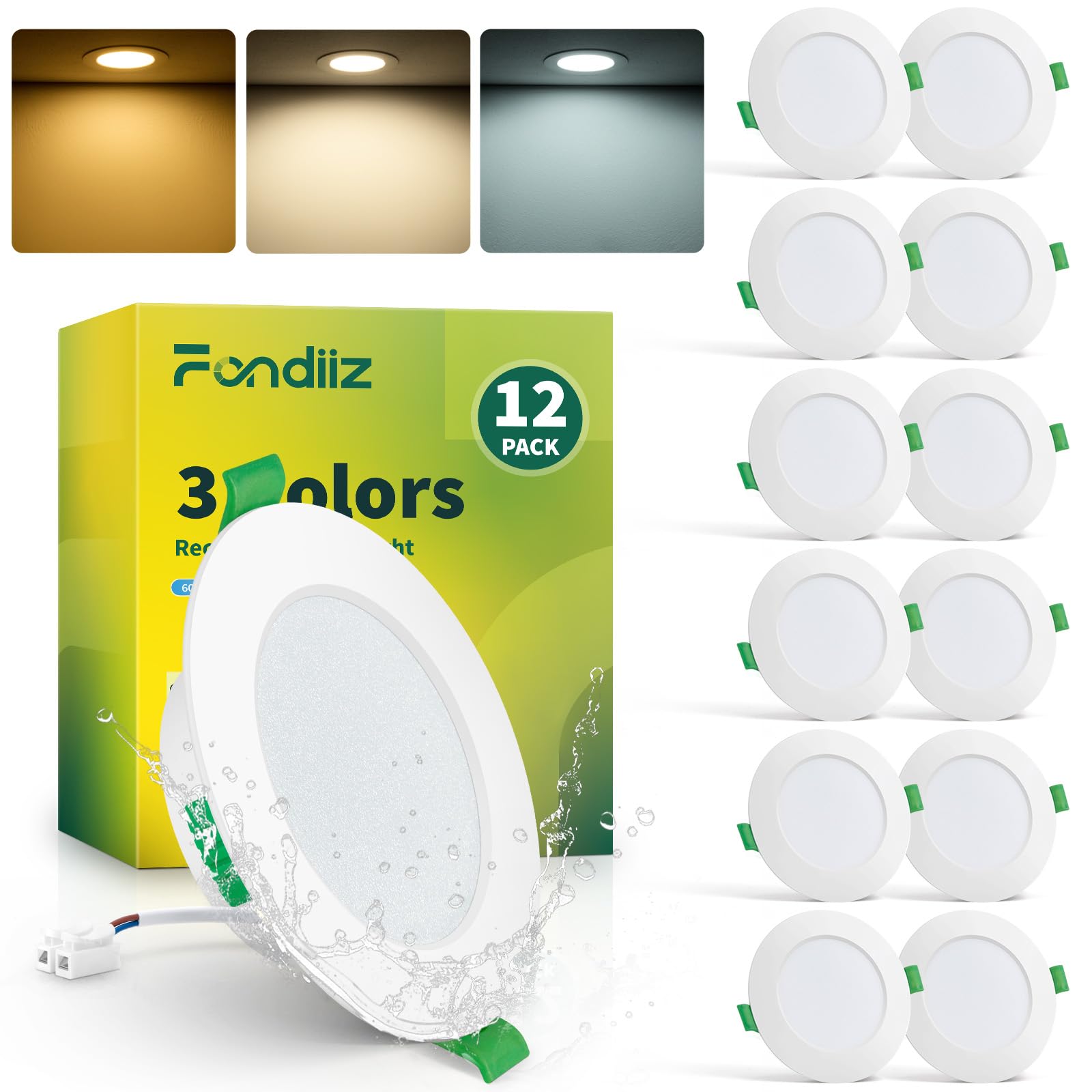 Fondiiz LED-Einbaustrahler 230V, 6W, 700LM – 12er Set mit 3 Farbtemperaturen für Badezimmer