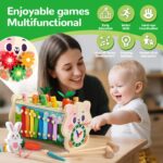 Fajiabao Montessori Holzspielzeug 7-in-1 mit Hammerspiel & Xylophon – Lernspielzeug ab 1 Jahr – Bild 6
