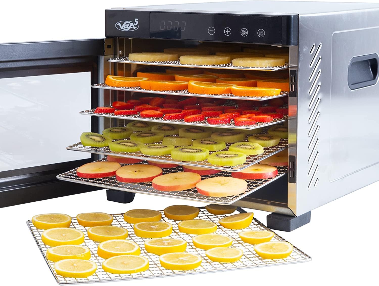 VITA5 Dörrautomat 650 W mit 6 Edelstahl Gittern – Profi-Dörrgerät mit 24h Timer