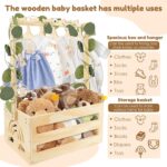 Gebrazy Babykorb aus Massivholz mit Rädern – Praktischer Geschenkkorb für Babypartys – Bild 3