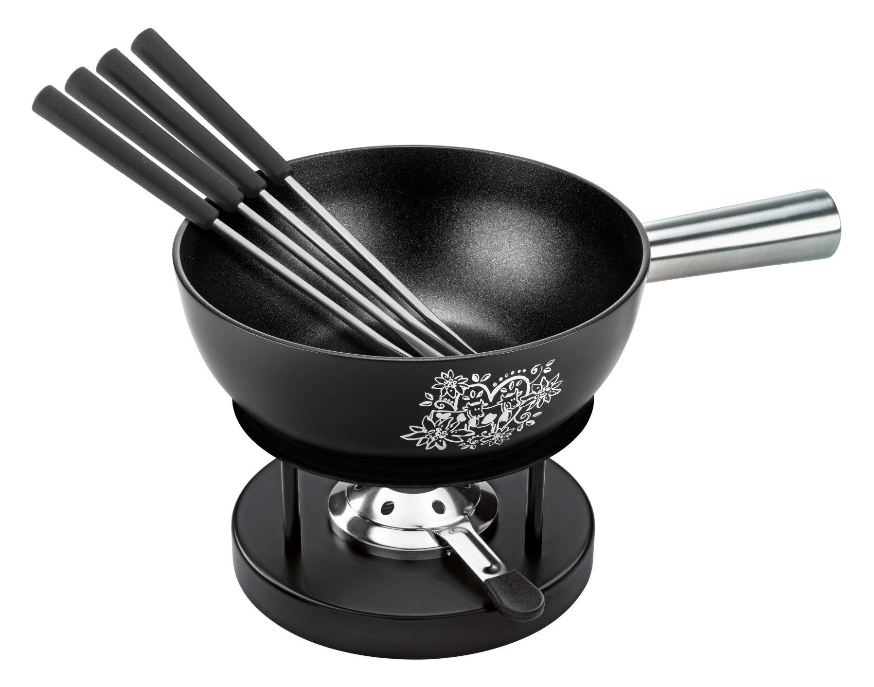 KUHN RIKON Käsefondue Set Alpenliebe 22cm – Komplettes Aluminium Fondue für Induktion