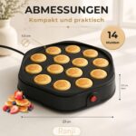 RANJI Pancake Maker 800 W – Elektrische Maschine für 14 Mini Pancakes mit Antihaftbeschichtung – Bild 2