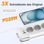 EROIZNY Steckdosenleiste 6in1 mit USB-C PD 20W – Kompakt für Reisen & Büro – Bild 3
