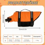 Satiskid Hundeschwimmweste Grösse S – Rettungsweste mit Griff & Reflektoren für kleine Hunde – Bild 2