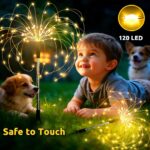 Joycome 2er Set Solar-Feuerwerksleuchten 4x120 LED mit Fernbedienung – Gartenbeleuchtung für Aussen – Bild 2