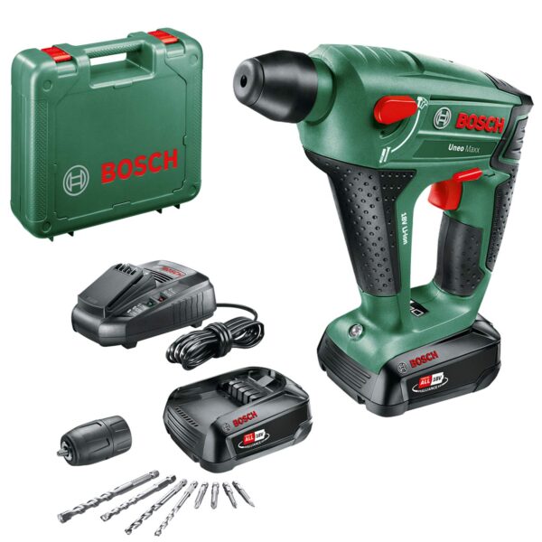Bosch UneoMaxx Akku-Bohrhammer 18V – Kompakt-Meisselhammer mit 2 Akkus & Koffer