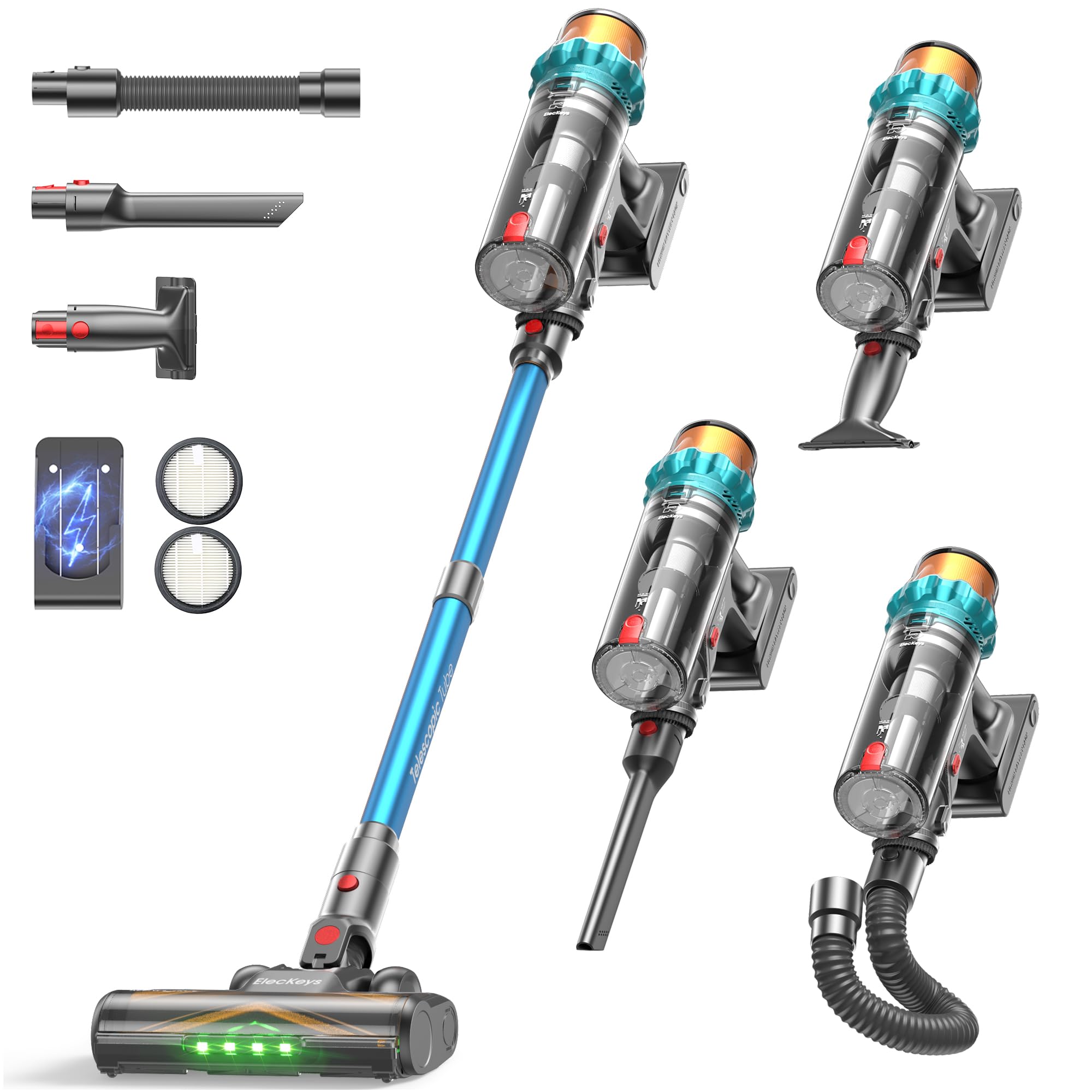 ElecKeys Akku Staubsauger Kabellos 50 kPa/600W – Anti-Tangle-Bürste & 70Min Laufzeit