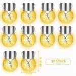 10er Set Solar-Hängeleuchten mit Rissglasdesign – Warmweiss Gartenlampen für Aussen – Bild 2