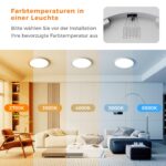 Aphyni LED Deckenleuchte 40cm, 36W 3800lm – 5 Farbtemperaturen für jeden Raum – Bild 2