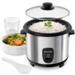 tectake® Reiskocher 1,8 l mit Dampfgarer – Multifunktionales Kochgerät für bis zu 10 Portionen