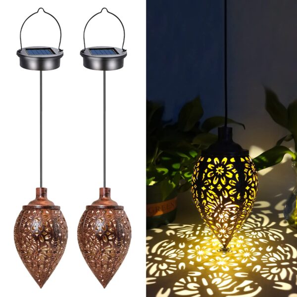 2er Set Solar Hängelaternen mit LED – Wasserdichte Gartenleuchten für Balkon & Terrasse