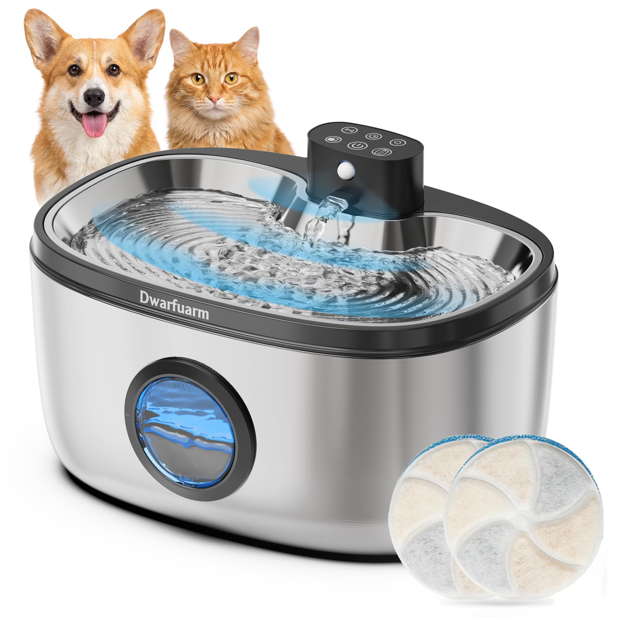 5L Katzenbrunnen Edelstahl mit 4-stufigem Filtersystem – Kabelloser Trinkbrunnen für Katzen & Hunde
