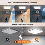 BLNAN 24W LED Deckenleuchte mit Radar-Bewegungsmelder – Dimmbar, Fernbedienung, 30cm – Bild 4