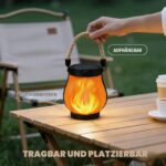 2er Set Solar Laterne mit tanzenden Flammen – LED Gartenleuchte wetterfest für Balkon & Camping – Bild 5