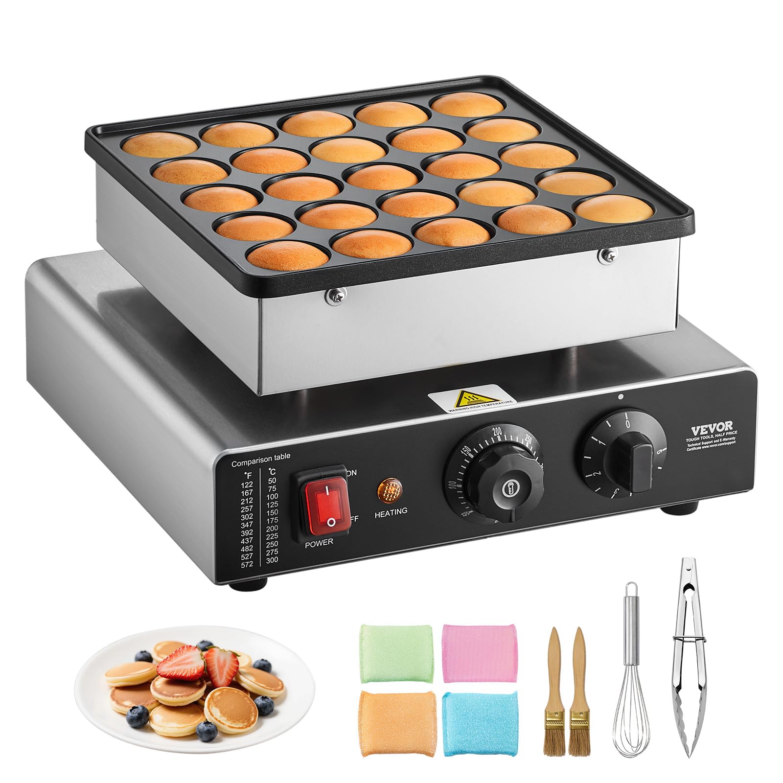 VEVOR Mini-Pfannkuchenmacher 25er – Elektrisches Waffeleisen mit Antihaftbeschichtung für Zuhause & Gastronomie