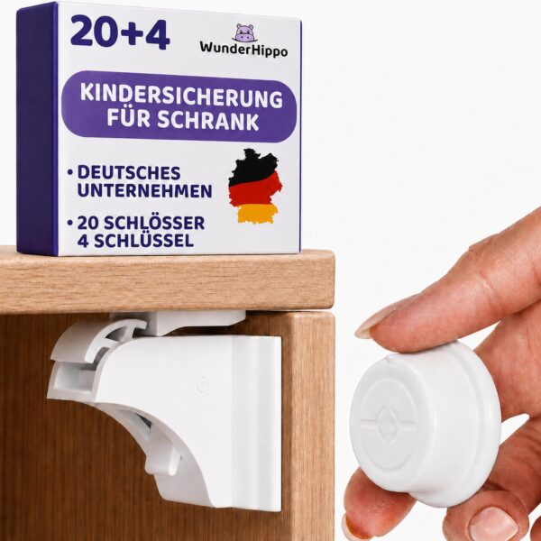 WunderHippo Magnetische Kindersicherung 20er-Set – Unsichtbarer Magnetverschluss für Schränke & Schubladen