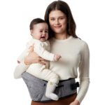 Momcozy Hüfttrage mit 3D-Bauchschutz bis 20 kg – Ergonomische Babytrage Grau M