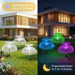 Beuaati Quallen-Solarleuchten 3er-Set – RGB LED Gartenstecker IP65 wasserdicht für Aussen – Bild 2