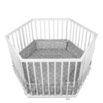 Tiggo Laufgitter 6-eckig mit Stoffeinlage – 3-fach höhenverstellbar für Babys von Geburt an