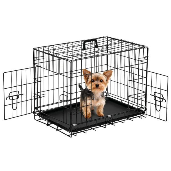 BestOffice Hundebox Grösse S 61x42x48cm – Faltbar mit Doppeltür & Kunststofftablett