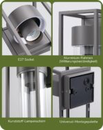 EDISHINE Wandleuchte E27 IP44 Wasserdicht – Moderne Aussenleuchte Anthrazit für Haus & Terrasse – Bild 6