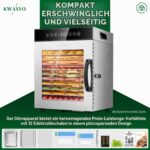 Kwasyo Dörrautomat 750W mit 12 Etagen – Profi-Lebensmitteltrockner mit digitaler Temperaturregelung – Bild 4