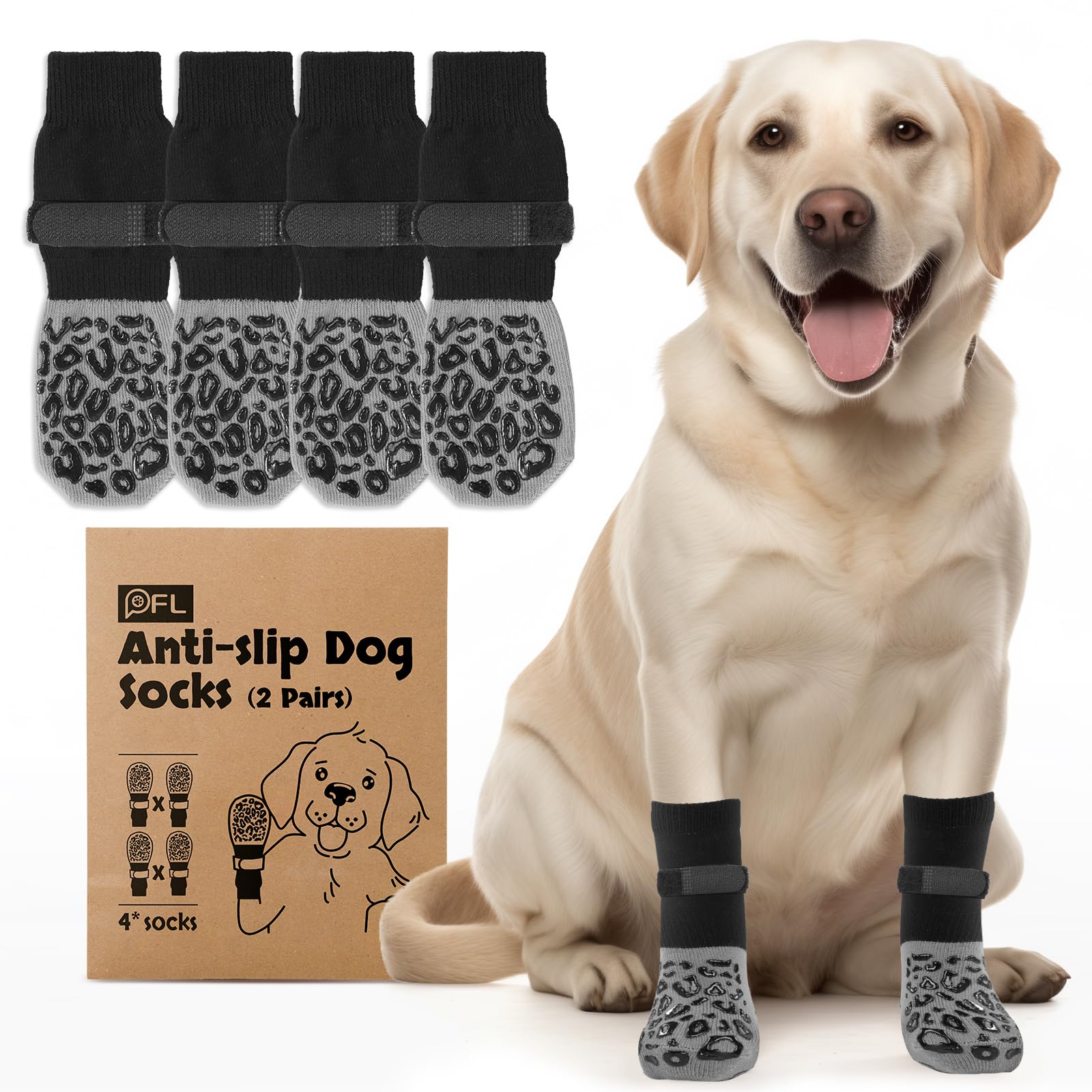 PICK FOR LIFE Hundesocken Anti-Rutsch M mit Klettverschluss – Pfotenschutz für Hartholzboden