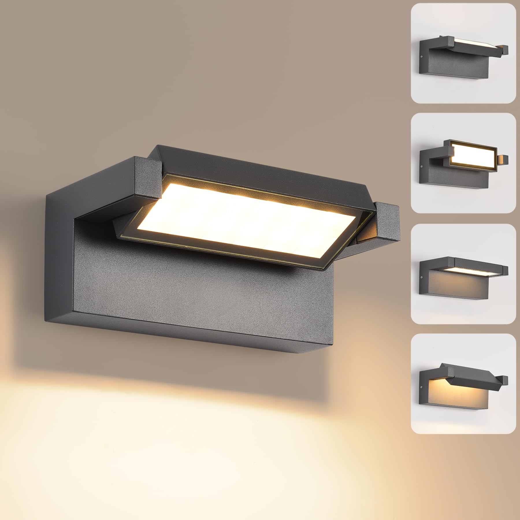 KUKAK 22W LED Wandleuchte Aussen mit 350° Schwenkpanel – IP65 Aussenlampe für Garten & Terrasse