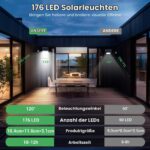 LOTMOS 6er Set Solarleuchten mit Bewegungsmelder – 176 LED für Garten & Hof IP65 – Bild 5