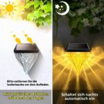 AGOTD Solar-Wandleuchten 4er Set – IP55 Gartenbeleuchtung mit Diamant-Design & Amber-Licht – Bild 2