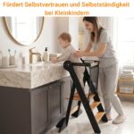 COSYLAND Lernturm Klappbar mit Kippschutz – Bambusturm 2-fach höhenverstellbar bis 55 kg – Bild 7