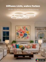 YOLEDY 6-Ring LED-Deckenleuchte mit Fernbedienung & App-Steuerung – Dimmbar für Wohnzimmer – Bild 3