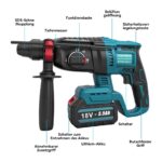Akku Bohrhammer SDS Plus 18V mit 2x5.0Ah – 3-in-1 Funktionen für Beton bis 26mm – Bild 2