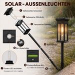 EMANDJA 4er Set Solarlampen für Garten – 8-12h Leuchtdauer, IP65 Wetterfest, Warmweiss – Bild 4