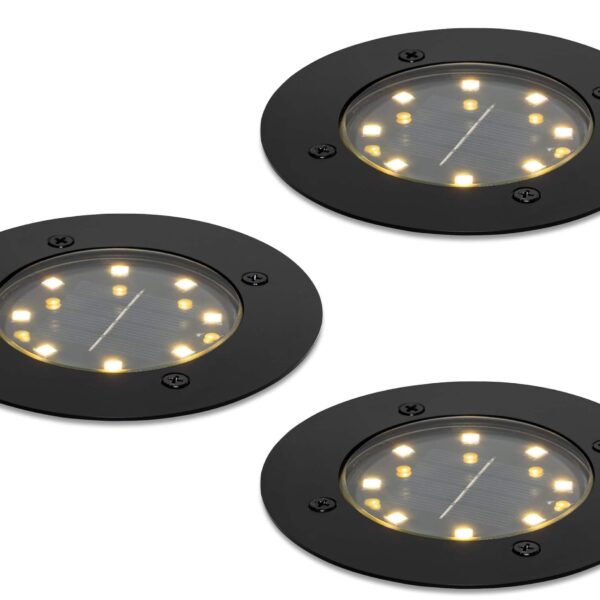 lambado 3er Set LED Solar Bodenleuchten – Wetterfeste Bodenstrahler IP65 für Garten & Terrasse