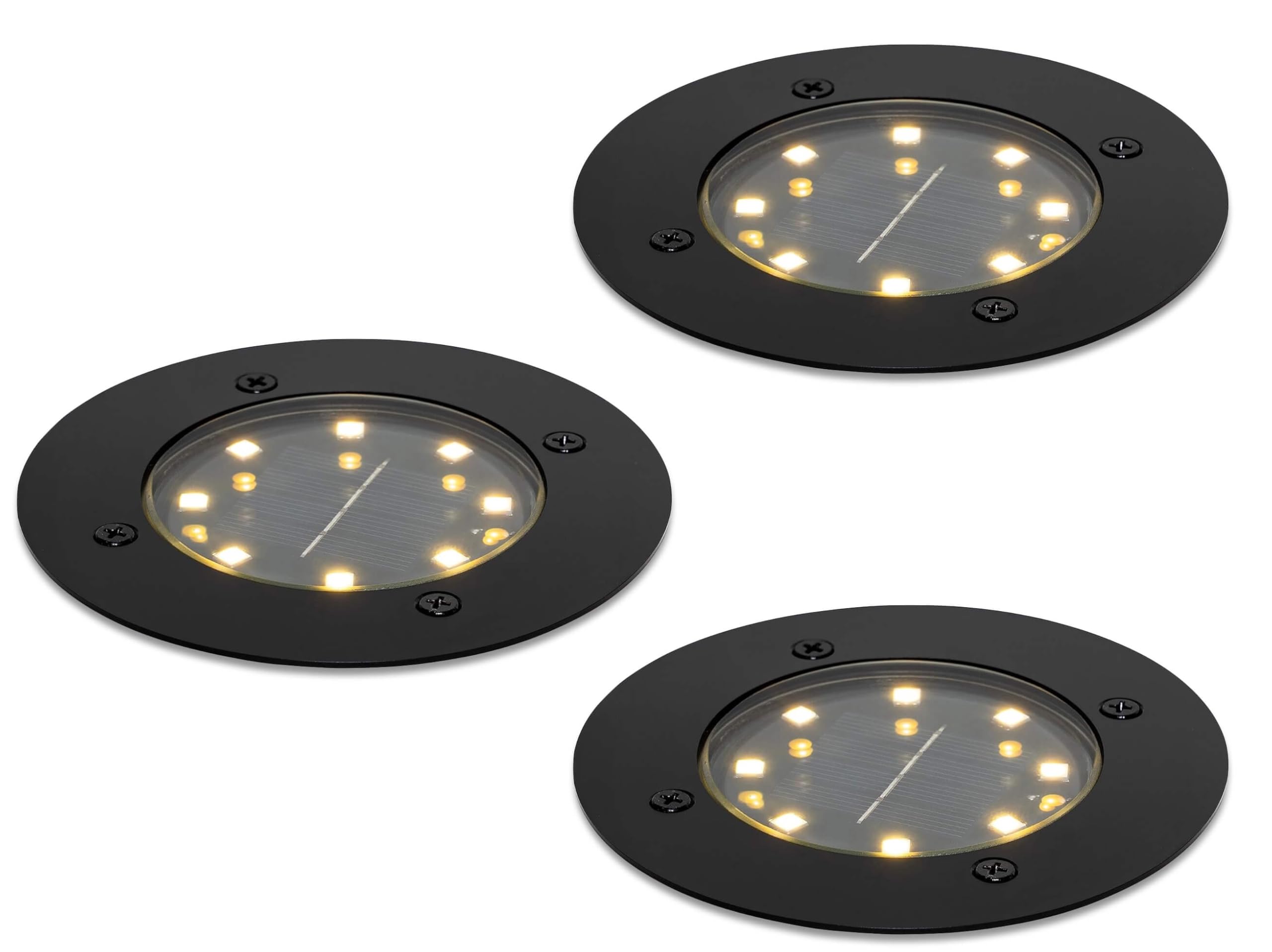 lambado 3er Set LED Solar Bodenleuchten – Wetterfeste Bodenstrahler IP65 für Garten & Terrasse