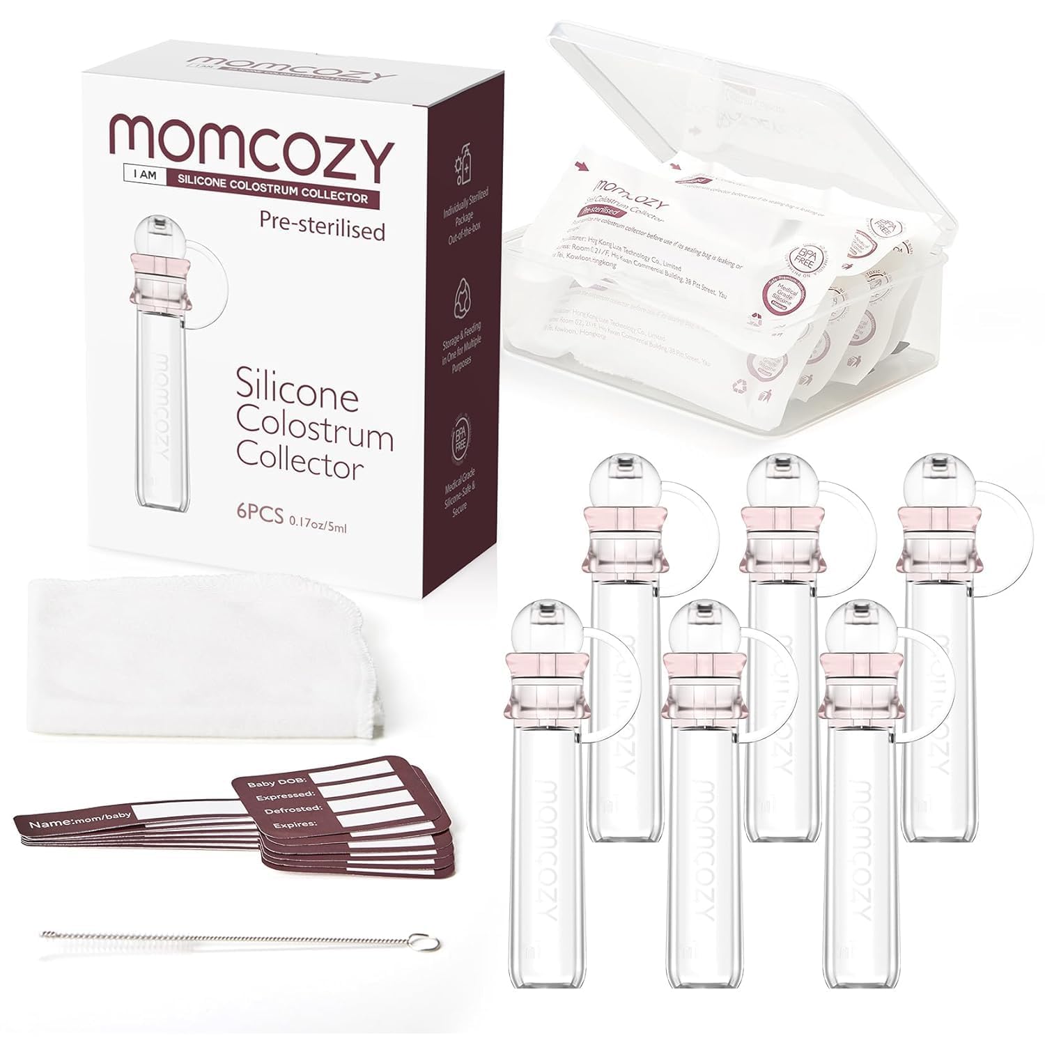 Momcozy Kolostrum-Sammler 6er-Set – Wiederverwendbarer Muttermilch-Sammler BPA-frei