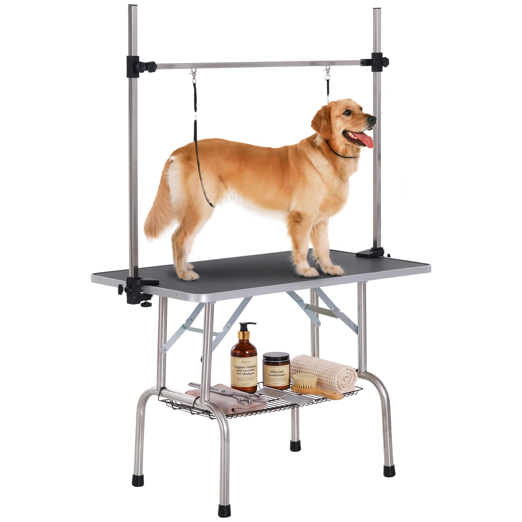 PawHut Hundepflegetisch höhenverstellbar 20-80 cm – Trimmtisch bis 100 kg mit Unterkorb