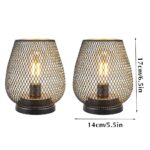 TRIROCKS 2er Set Batterieleuchten 17cm mit LED Edison Birne – Kabellose Tischlampen Braun – Bild 6