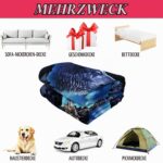 YISUMEI Kuscheldecke 150x200 cm Flanell Fleece – Wölfe Heulender Mond – Bild 4