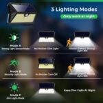 OUILA Solarleuchten 4er Set mit Bewegungsmelder – 185 LED IP65 Wandleuchten für Aussen – Bild 3