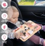 Potatomato Rosa Montessori Busy Board – 12 Aktivitäten Holzspielzeug für Feinmotorik & Konzentration – Bild 4