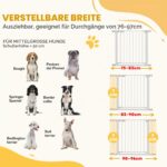 PawHut Türschutzgitter 76–97 cm Stahl – Treppengitter ohne Bohren für Haustiere – Bild 4