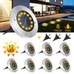 GREPRO Solar Bodenleuchten 8er Set mit 12 LED – IP65 Gartenleuchten für Aussen – Bild 2
