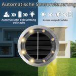8er Set Solar Bodenleuchten Aussen mit 8 LEDs – Warmweiss IP65 Edelstahl für Garten & Gehweg – Bild 3