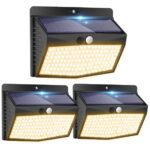 Peasur Solar-Bewegungsmelder Aussenleuchte Warmweiss – 138 LED, 3er Set, IP65