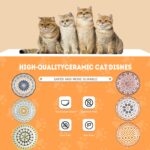 6er Katzen-Napfset Keramik mit Boho-Muster – Flacher Futternapf für Nass- & Trockenfutter – Bild 4