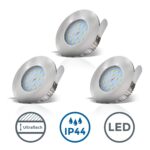 3er Set LED Bad Einbaustrahler 230V 4,8W IP44 – Ultraflach Deckenspots Matt-Nickel – Bild 3