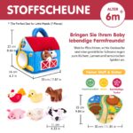 hahaland Montessori Bauernhof-Spielzeug mit 6 Sensorik-Plüschtieren – Lernspielzeug für Babys 6–12 Monate – Bild 2